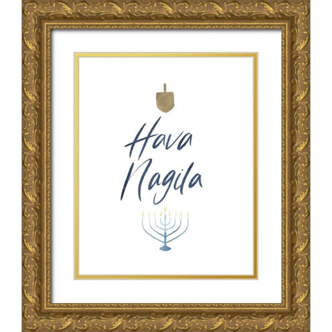 Hava Nagila Gold Ornate Wood Framed Art Print with Double Matting by Villa, Milli
