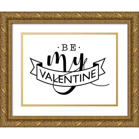 Be My V Gold Ornate Wood Framed Art Print with Double Matting by Villa, Milli