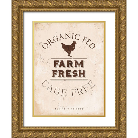 Farm Fresh Chicken Gold Ornate Wood Framed Art Print with Double Matting by Villa, Milli