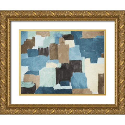 Block Abstract Gold Ornate Wood Framed Art Print with Double Matting by Villa, Milli