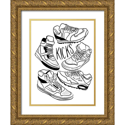 Retro Kicks Gold Ornate Wood Framed Art Print with Double Matting by Villa, Milli