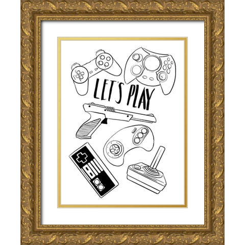 Retro Gaming Gold Ornate Wood Framed Art Print with Double Matting by Villa, Milli