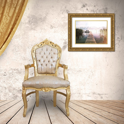 Dock To The Mountain Gold Ornate Wood Framed Art Print with Double Matting by Villa, Milli