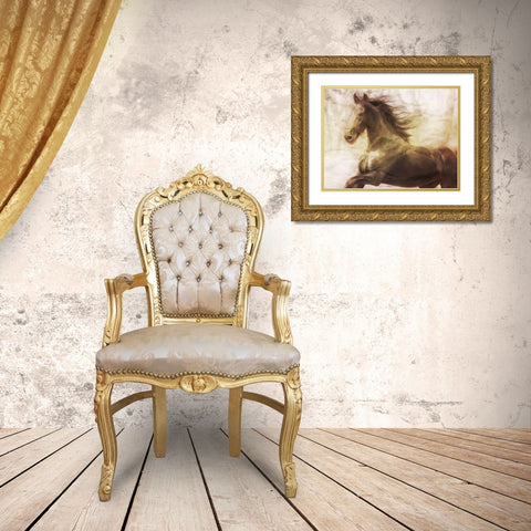 Horse On The Run Gold Ornate Wood Framed Art Print with Double Matting by Villa, Milli