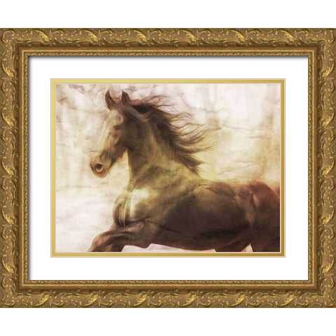 Horse On The Run Gold Ornate Wood Framed Art Print with Double Matting by Villa, Milli