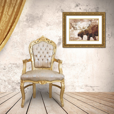 Look At The Moose Gold Ornate Wood Framed Art Print with Double Matting by Villa, Milli