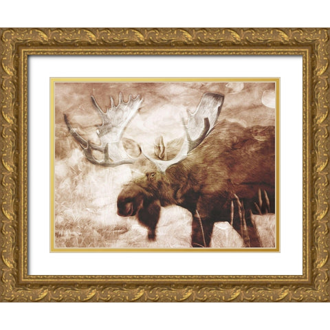 Look At The Moose Gold Ornate Wood Framed Art Print with Double Matting by Villa, Milli