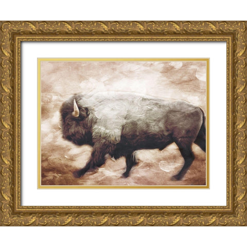 Buffalo Walk Gold Ornate Wood Framed Art Print with Double Matting by Villa, Milli