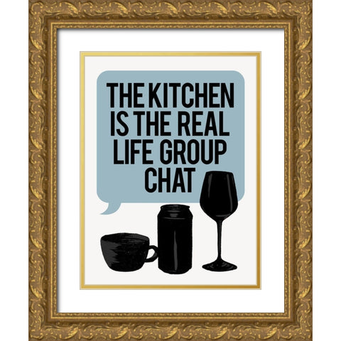 Bubble Kitchen Group Chat Gold Ornate Wood Framed Art Print with Double Matting by Villa, Milli