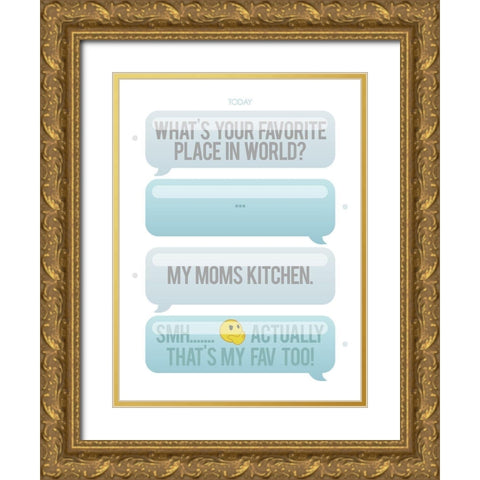 Texting My Fav Place Gold Ornate Wood Framed Art Print with Double Matting by Villa, Milli