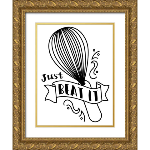 Just Beat It Gold Ornate Wood Framed Art Print with Double Matting by Villa, Milli