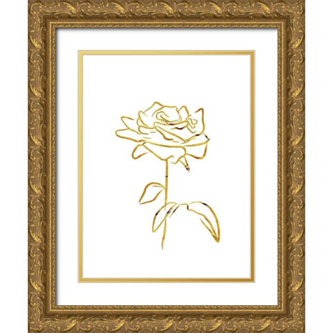 Simple Gold Flowers 1 Gold Ornate Wood Framed Art Print with Double Matting by Villa, Milli