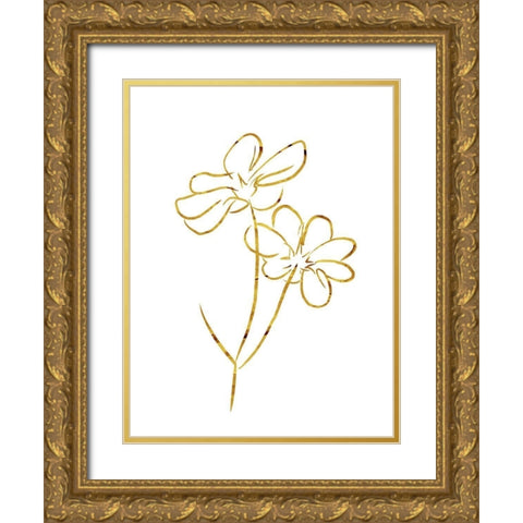 Simple Gold Flowers 2 Gold Ornate Wood Framed Art Print with Double Matting by Villa, Milli