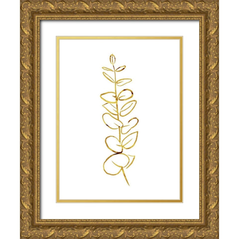 Simple Gold Flowers 3 Gold Ornate Wood Framed Art Print with Double Matting by Villa, Milli