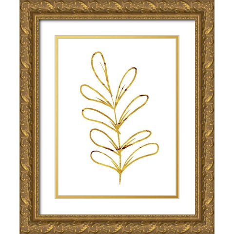 Simple Gold Flowers 4 Gold Ornate Wood Framed Art Print with Double Matting by Villa, Milli