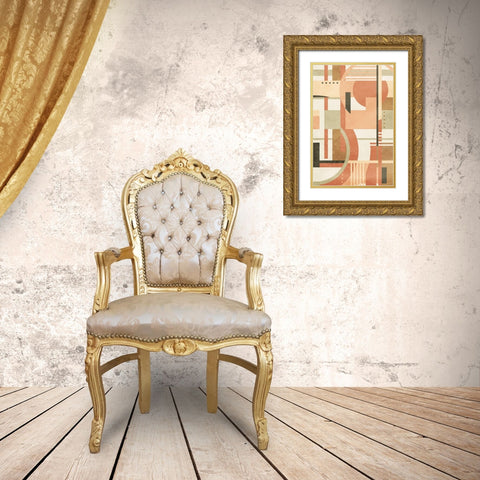 Geo Puzzle Boho Style Mate Gold Ornate Wood Framed Art Print with Double Matting by Villa, Milli