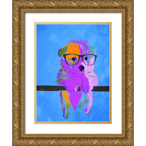 Puppy Vision V2 Gold Ornate Wood Framed Art Print with Double Matting by Villa, Milli