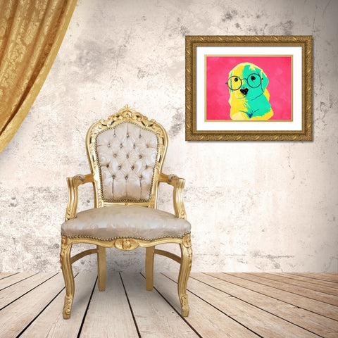 Puppy Eyes Gold Ornate Wood Framed Art Print with Double Matting by Villa, Milli