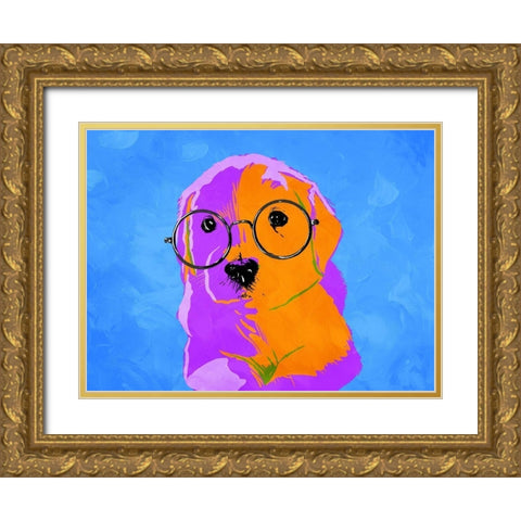 Puppy Eyes V2 Gold Ornate Wood Framed Art Print with Double Matting by Villa, Milli