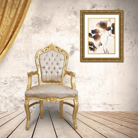 Hanging Autumn Leaves 1 Gold Ornate Wood Framed Art Print with Double Matting by Villa, Milli