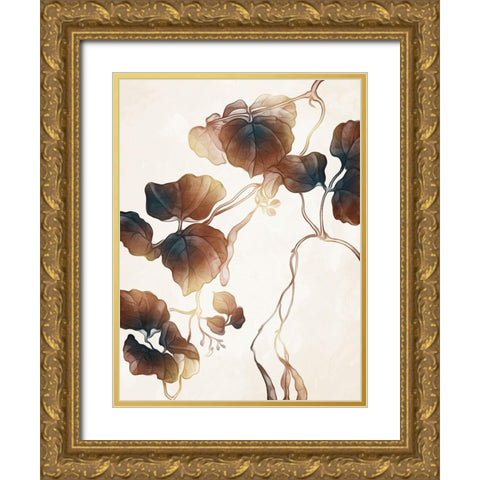 Hanging Autumn Leaves 1 Gold Ornate Wood Framed Art Print with Double Matting by Villa, Milli