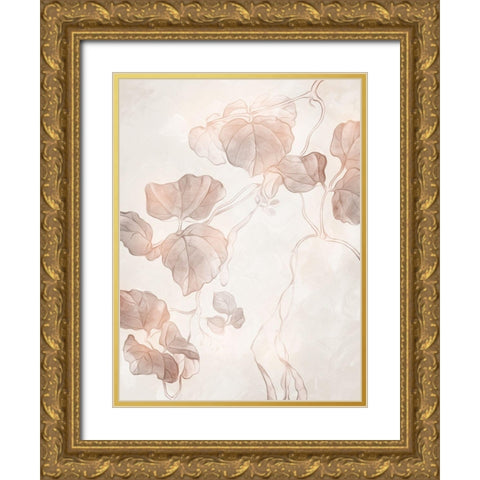 Soft Boho Leaves 1 Gold Ornate Wood Framed Art Print with Double Matting by Villa, Milli