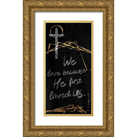 We Love Gold Ornate Wood Framed Art Print with Double Matting by Villa, Milli