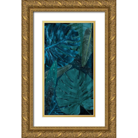 Teal Floral Arrangement Gold Ornate Wood Framed Art Print with Double Matting by Villa, Milli