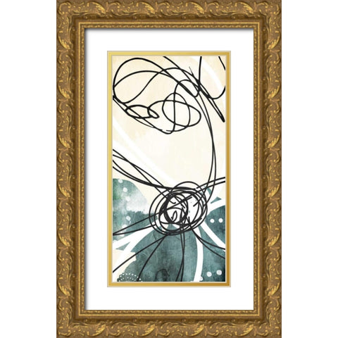 Blue Lines Day Gold Ornate Wood Framed Art Print with Double Matting by Villa, Milli