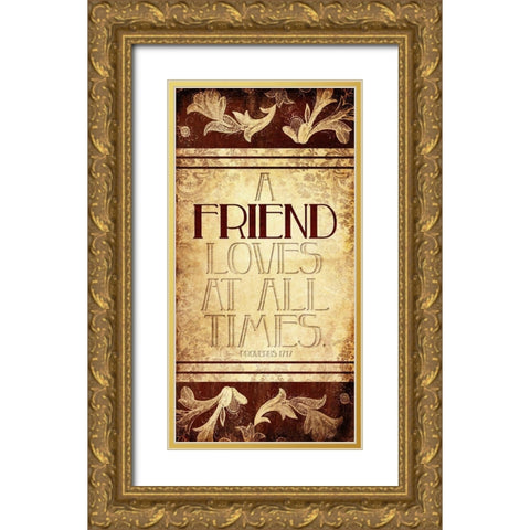 A Friend Gold Ornate Wood Framed Art Print with Double Matting by Villa, Mlli