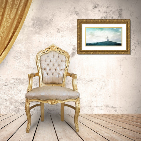 Church On A Hill Gold Ornate Wood Framed Art Print with Double Matting by Villa, Mlli