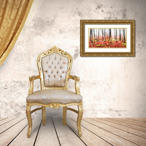 Fall In The Woods Gold Ornate Wood Framed Art Print with Double Matting by Villa, Mlli