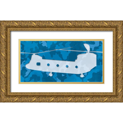 Blue Long Chopper Gold Ornate Wood Framed Art Print with Double Matting by Villa, Mlli