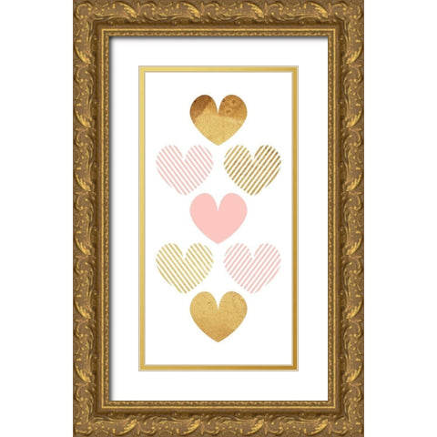 Crossed Heart Gold Ornate Wood Framed Art Print with Double Matting by Villa, Mlli