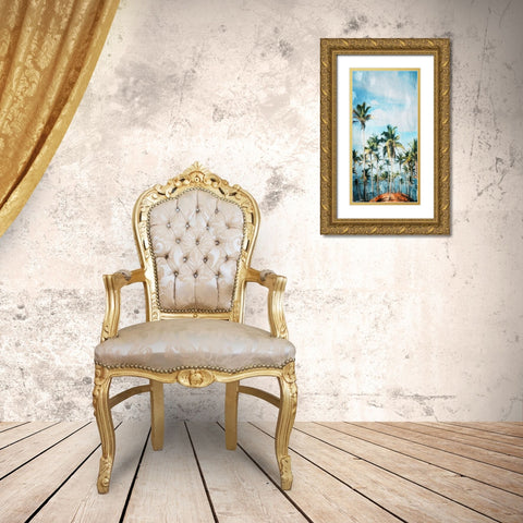Beach Palm Out Gold Ornate Wood Framed Art Print with Double Matting by Villa, Mlli