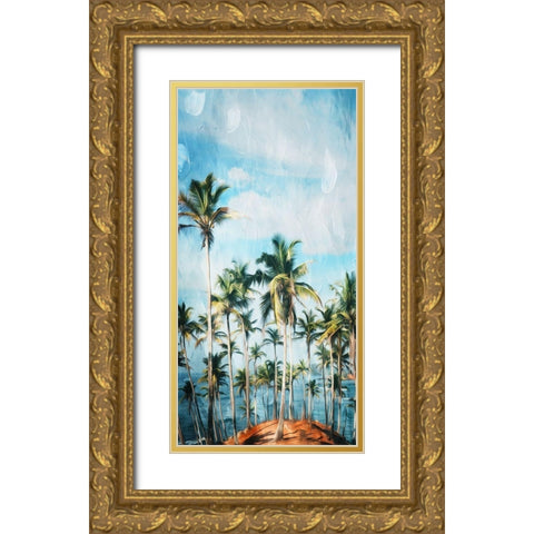 Beach Palm Out Gold Ornate Wood Framed Art Print with Double Matting by Villa, Mlli