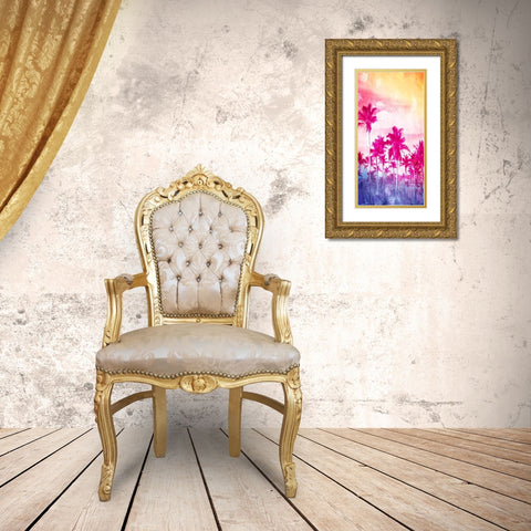 Beach Palm Out Brights Gold Ornate Wood Framed Art Print with Double Matting by Villa, Mlli