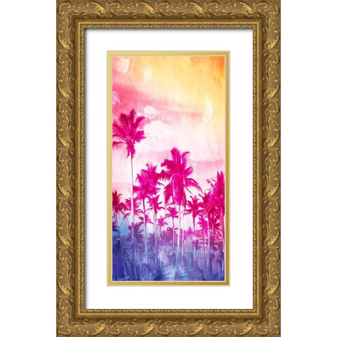 Beach Palm Out Brights Gold Ornate Wood Framed Art Print with Double Matting by Villa, Mlli