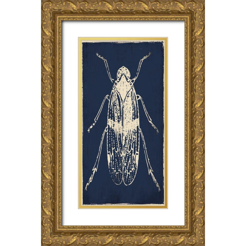 Bug Life Blue One Gold Ornate Wood Framed Art Print with Double Matting by Villa, Milli