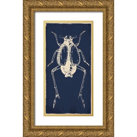 Bug Life Blue Two Gold Ornate Wood Framed Art Print with Double Matting by Villa, Milli