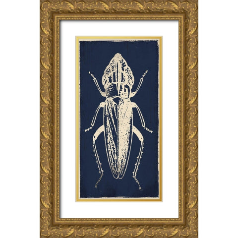 Bug Life Blue Three Gold Ornate Wood Framed Art Print with Double Matting by Villa, Milli