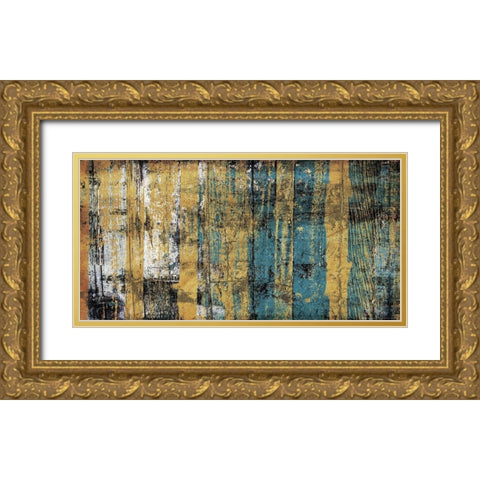 Wood Gold Blue Gold Ornate Wood Framed Art Print with Double Matting by Villa, Mlli