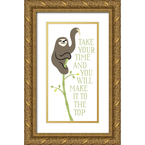The Top Sloth Gold Ornate Wood Framed Art Print with Double Matting by Villa, Mlli