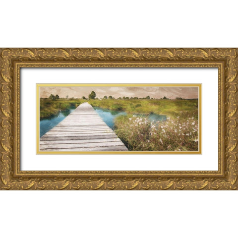 On The Marsh Gold Ornate Wood Framed Art Print with Double Matting by Villa, Mlli