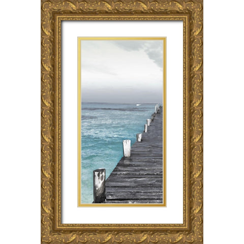 Left Dock Gold Ornate Wood Framed Art Print with Double Matting by Villa, Mlli
