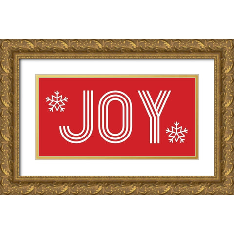 Joy Snowflakes Gold Ornate Wood Framed Art Print with Double Matting by Villa, Mlli
