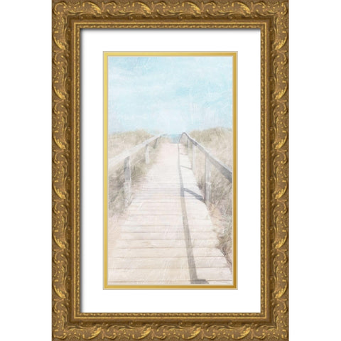 Lets Walk To The Beach Gold Ornate Wood Framed Art Print with Double Matting by Villa, Mlli
