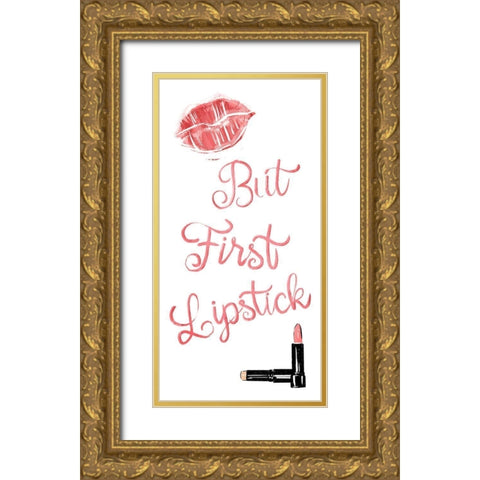 First Lipstick Gold Ornate Wood Framed Art Print with Double Matting by Villa, Mlli