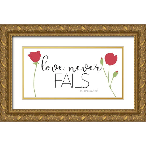 Love Never Fails Gold Ornate Wood Framed Art Print with Double Matting by Villa, Mlli