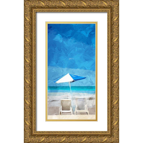 Look Out at the Coast Gold Ornate Wood Framed Art Print with Double Matting by Villa, Mlli